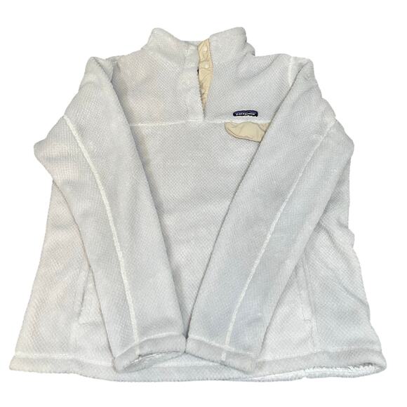Patagonia Women's Re-Tool Snap-T Fleece Pullover Raw Linen/White Sz XL - Picture 4 of 10